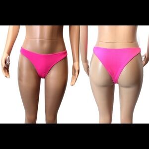 NWOT Pink Ribbed High Cut Cheeky Bikini Bottoms